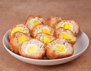 Изображение к рецепту дюкан Перепелиные яйца по-шотландски