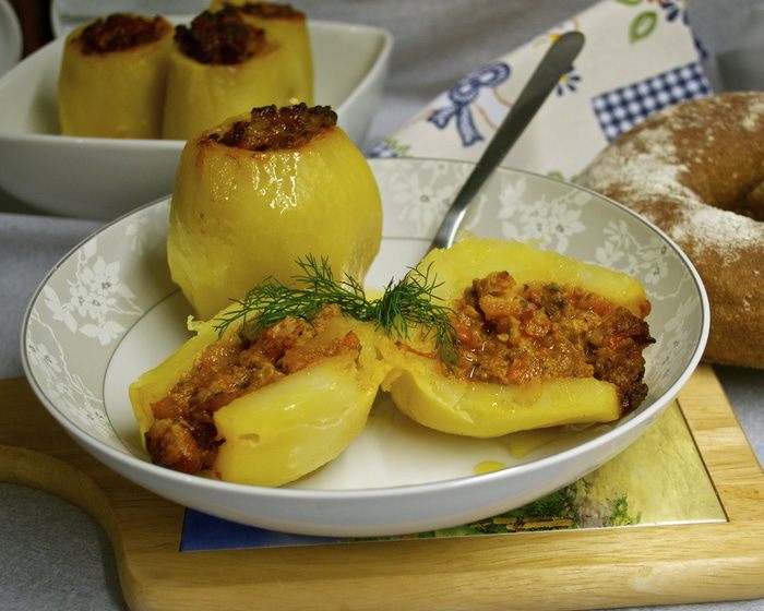 Запеченный фаршированный картофель от бабушки Франки 