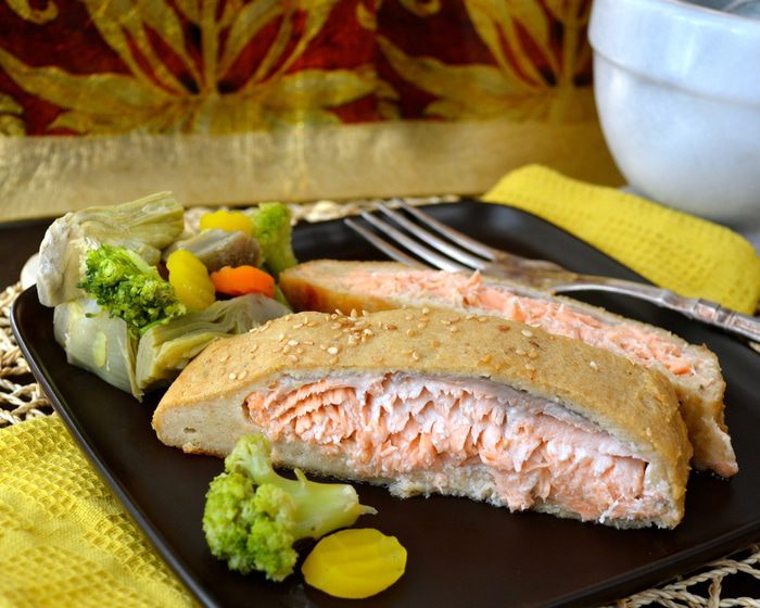 Семга в грибной корочке