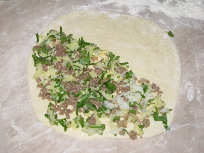 Лепешки &amp;quot;Гезлеме&amp;quot; с мясом и картошкой