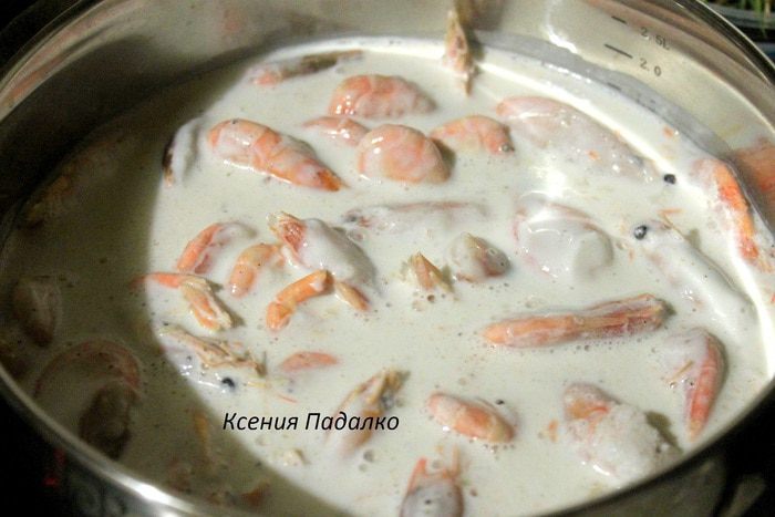 Креветки вареные в кефире