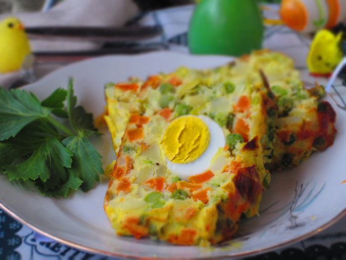 Овощной террин с яйцом