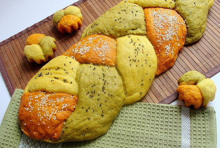 Цветной хлеб без дрожжей &amp;quot;Коса-краса&amp;quot; с натуральными добавками 