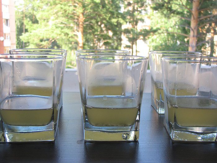 Ланспик с кремом из форели и креветками