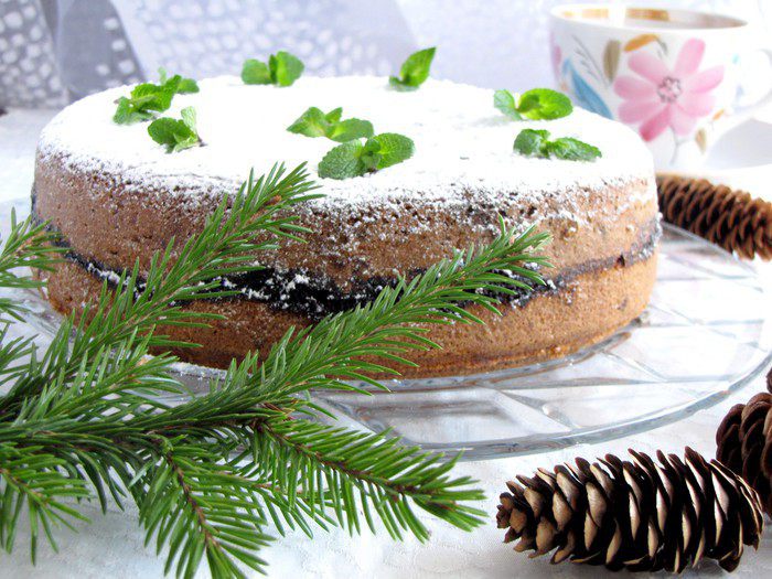 ореховый пирог с апельсиновым конфи