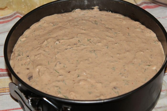 Печеночный чизкейк с орехами и грибами