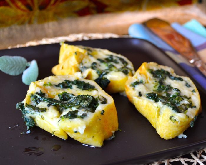 Картофельный рулет со шпинатом