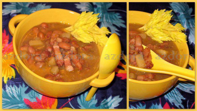 Фасолевый суп с копченой грудинкой