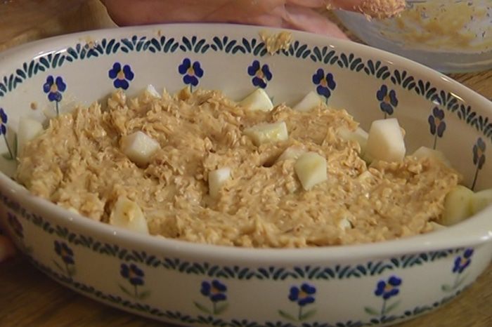 Легкий пирог с яблоком и грушей 