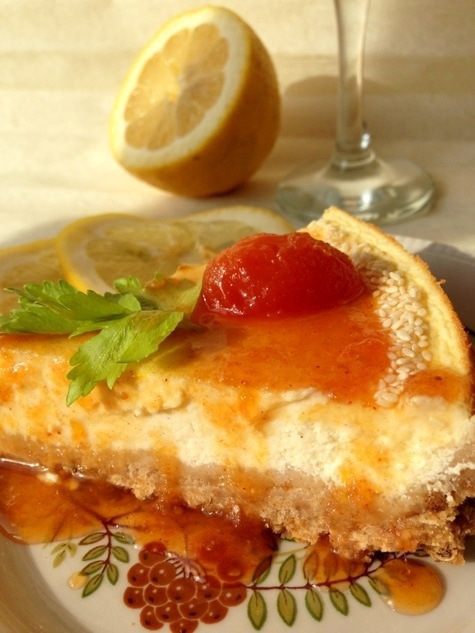 Закусочный чизкейк с джемом из помидоров черри