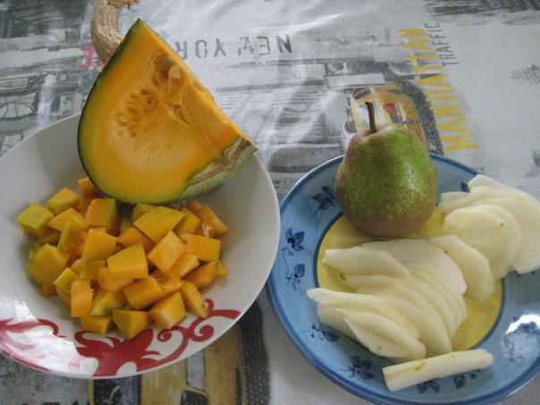 Эскалоп с тыквой и грушей