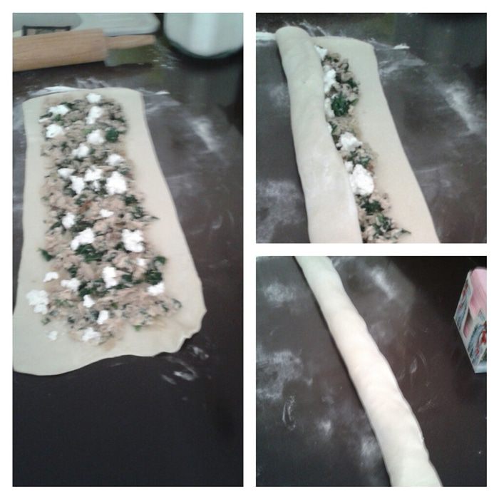 Пирог &amp;quot;Слоеная улитка с рыбой и шпинатом&amp;quot;