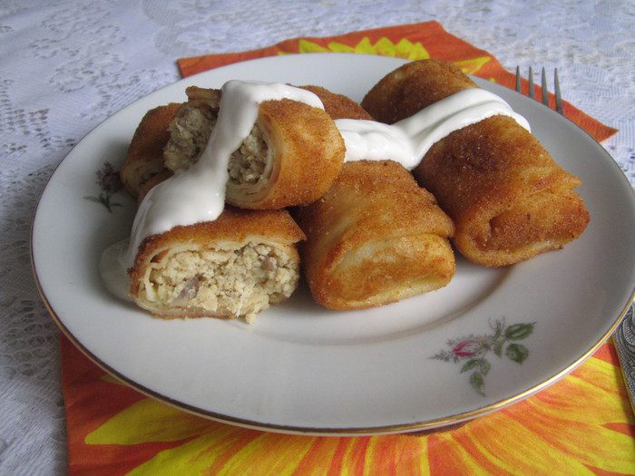 Блинчики с курицей и грибами