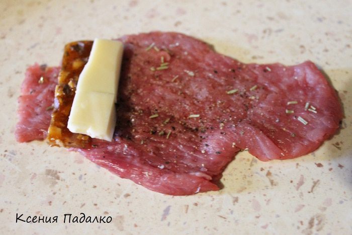 Грильяж в отбивной из индейки