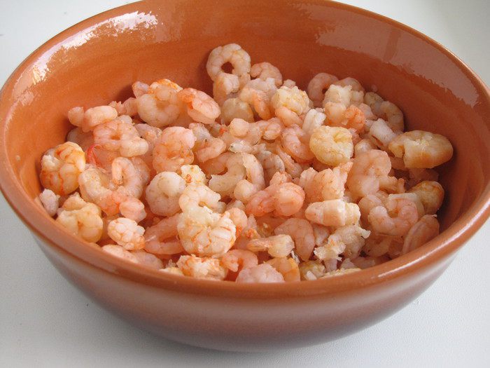 Ланспик с кремом из форели и креветками