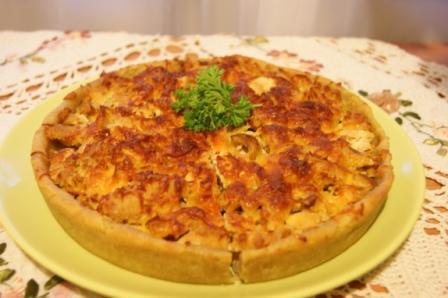 Осенний пирог с лисичками на картофельном тесте