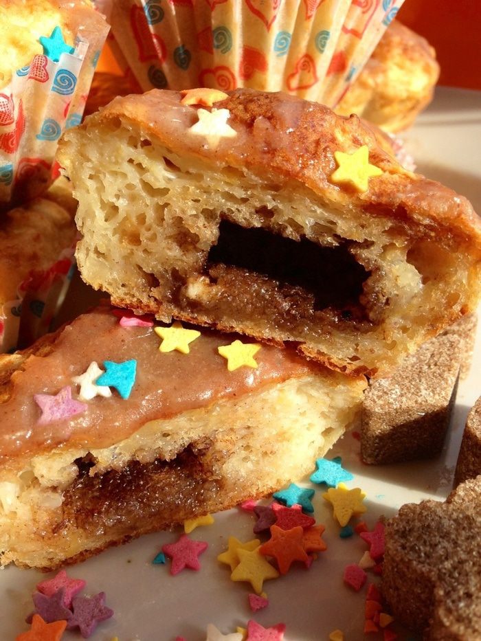 Творожно-яблочные кексы с сахарно-коричной начинкой