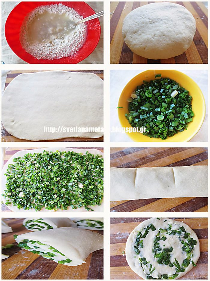 Слоеные лепешки с зеленым луком