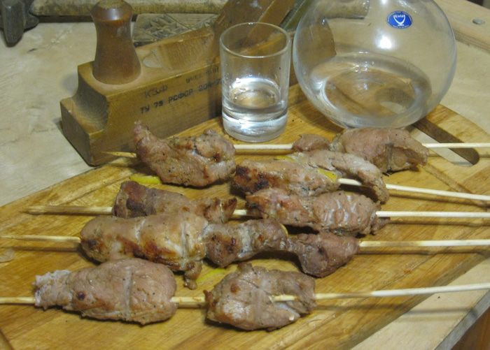Ужин столяра. Подкопченный шашлычок.