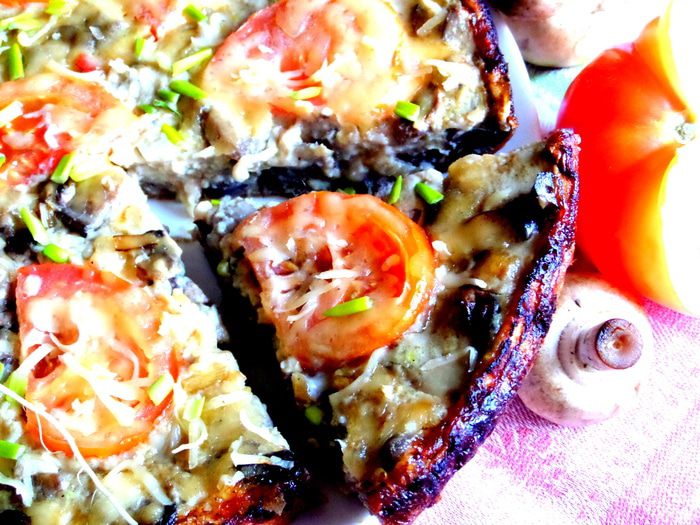 Фриттата из баклажанов с грибами