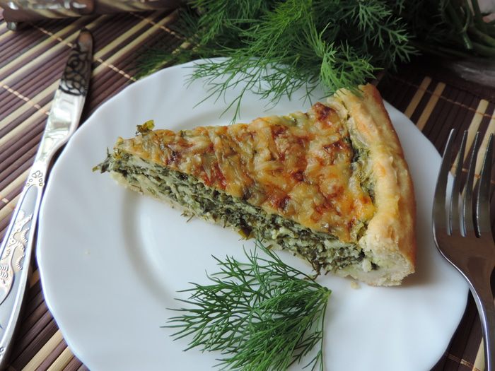 Открытый пирог с творогом и зеленью &amp;quot;Витаминный&amp;quot;