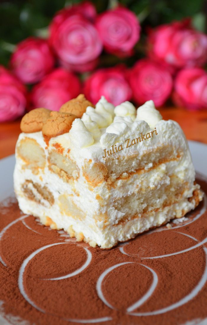 Тирамису с творожным кремом и миндальным печеньем