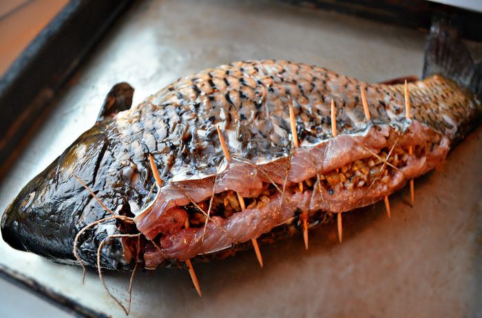 Карп, фаршированный &amp;quot;по-царски&amp;quot; с гарниром из тыквы