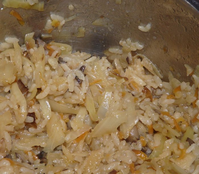 Овощи с рисом и грибами
