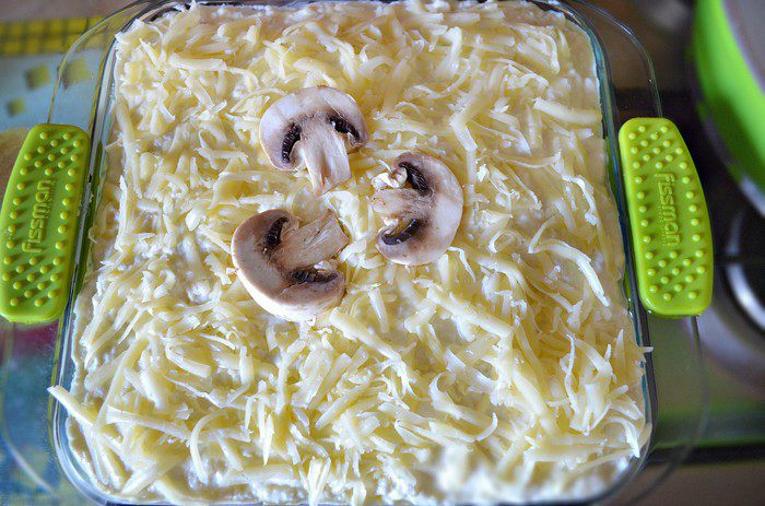 Запеканка с кабачками и куриными сердечками