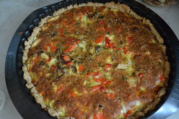 Тарт с курицей, грибами и сладким перцем