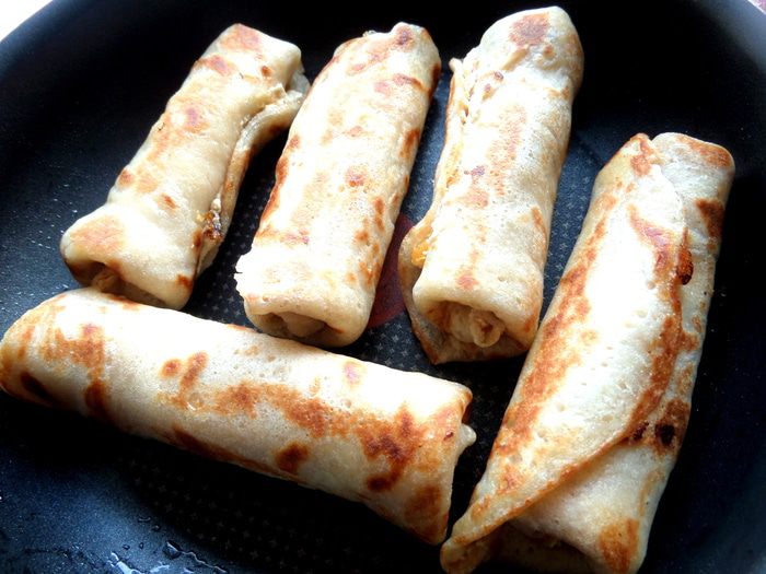 Творожные блинные трубочки