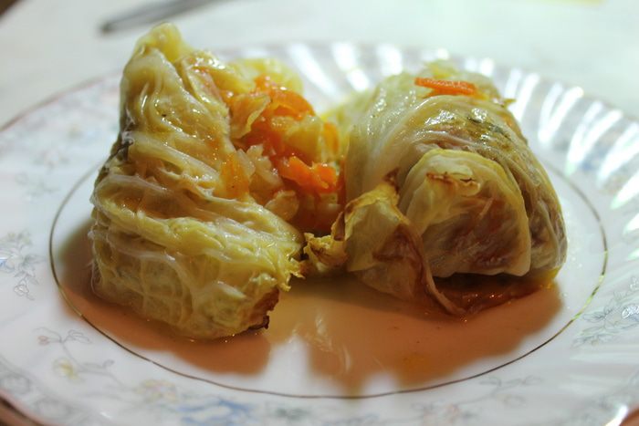 Голубцы из савойской капусты с грибами (без мяса)