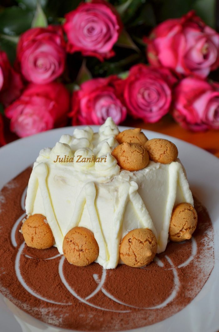 Тирамису с творожным кремом и миндальным печеньем