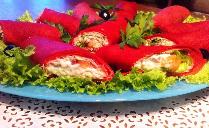 Блинные рулетики с семгой &amp;quot;Проводы Зимы и встреча Весны&amp;quot;