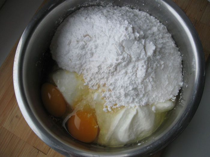  Пирог с творогом и персиками