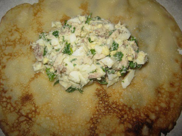 Блины в сырную клеточку с начинкой