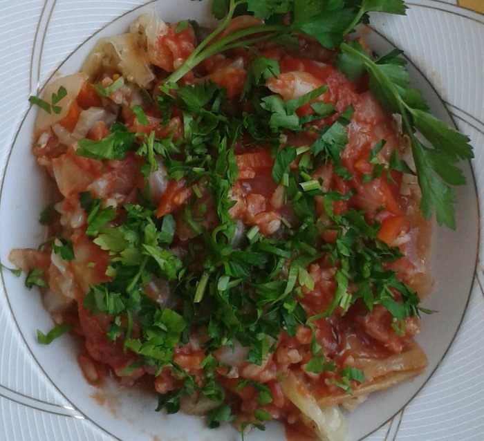 Ленивые голубцы с вешенками