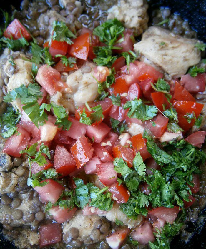 Курица с чечевицей