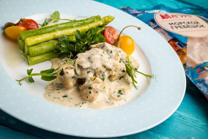 Морские гребешки в сливочном соусе