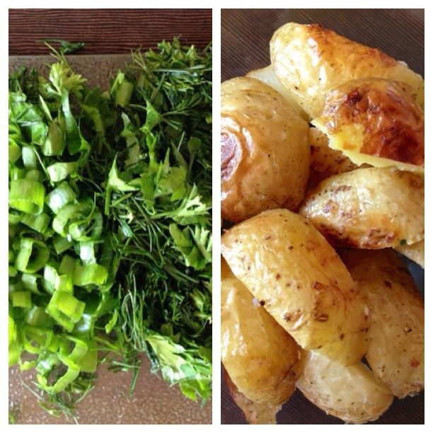 Картофельный салат с заправкой из феты