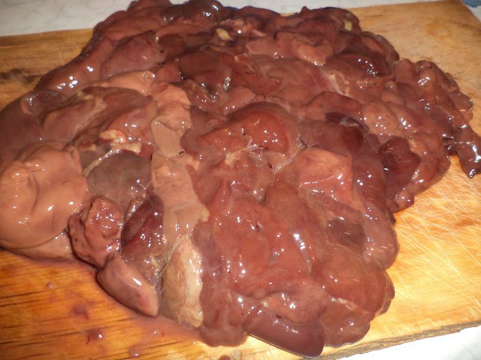 Гренки  с  жареной  печенкой