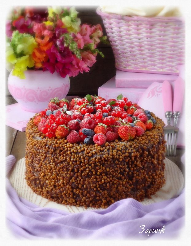 Торт медовый &amp;quot;Спартак&amp;quot; с малиной