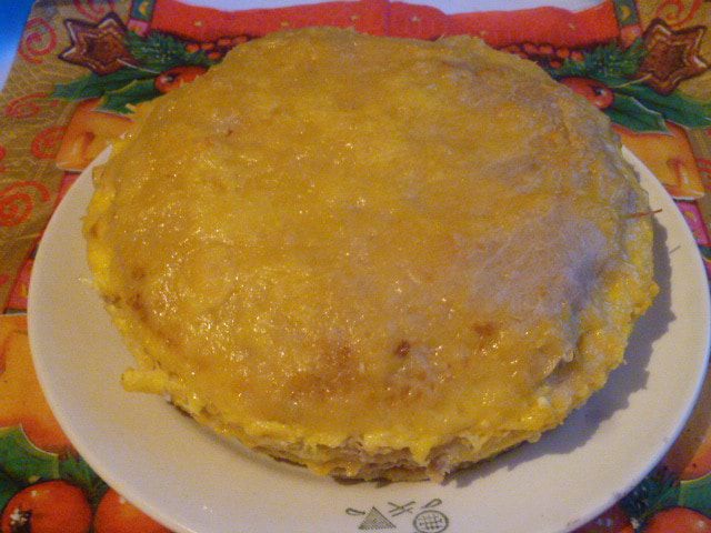 Блинный пирог с мясом 