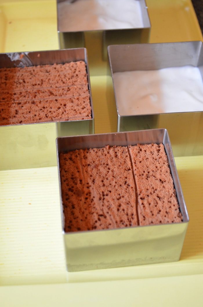 Тирамису с кокосовым муссом, малиновым желе и черникой