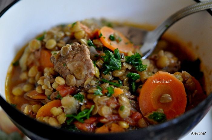 Суп с говядиной и чечевицей