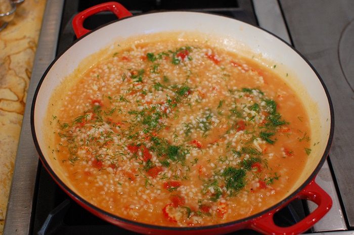 Ризотто с раковыми шейками