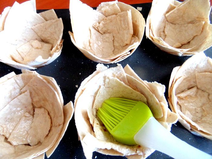 Грибы с картошкой в корзиночках из лаваша (постные)