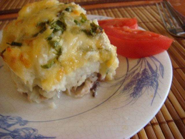 Запеканка из цветной капусты с курицей