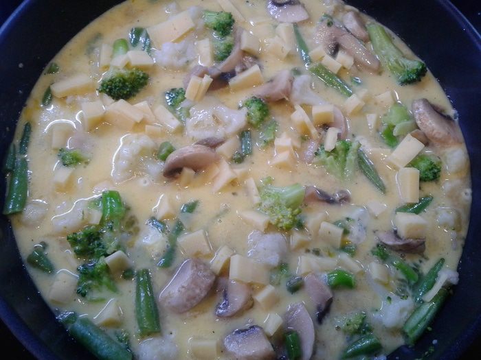 Фриттата с грибами и цветной капустой