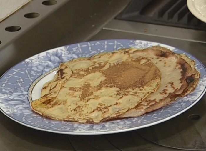 Блины с грибами и голубым сыром 